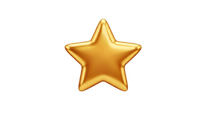 Obraz premium Shiny gold star emoji with glossy metallic look, isolated on white or transparent background, perfect for rating, reward, success, and achievement concepts. PNG