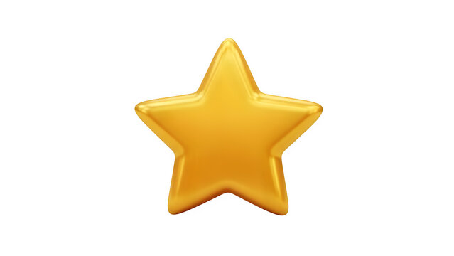 Shiny gold star emoji with glossy metallic look, isolated on white or transparent background, perfect for rating, reward, success, and achievement concepts. PNG
