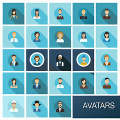 Fototapeta premium Collection of flat design avatars representing diverse people and profiles