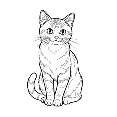 Obraz premium Cute Kitten Sitting Line Art - Pet Cat Coloring Page for Children and Animal Lovers