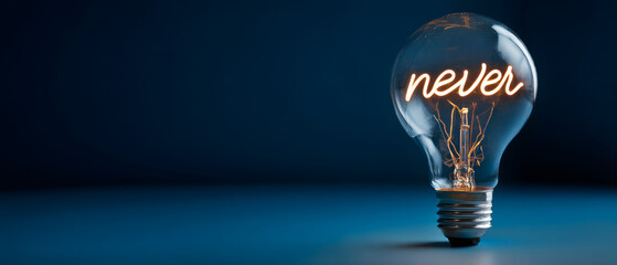 Light bulb glowing with idea text on dark background technology concept minimalist style