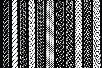 black and white illustration of various rope and braid patterns. © belal