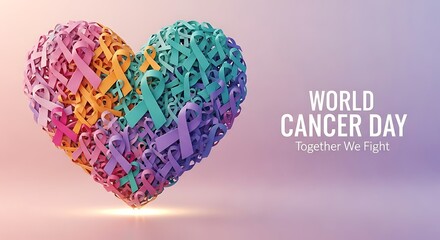 Vibrant heart shaped mosaic for world cancer day awareness