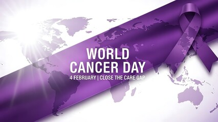 World cancer day awareness campaign purple ribbon global health initiative