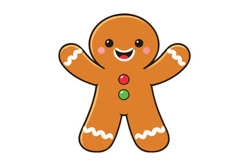 Obraz premium cute gingerbread man cookie with a happy smiling face.