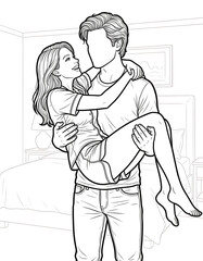 Cozy Moment at Home: An Adult Coloring Book for Women Featuring Romantic Couples, Cozy Home Interiors, and Hygge Living for Stress Relief (The Faceless Love Collection