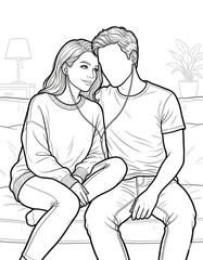 Cozy Moment at Home: An Adult Coloring Book for Women Featuring Romantic Couples, Cozy Home Interiors, and Hygge Living for Stress Relief (The Faceless Love Collection