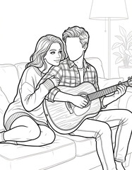 Cozy Moment at Home: An Adult Coloring Book for Women Featuring Romantic Couples, Cozy Home Interiors, and Hygge Living for Stress Relief (The Faceless Love Collection