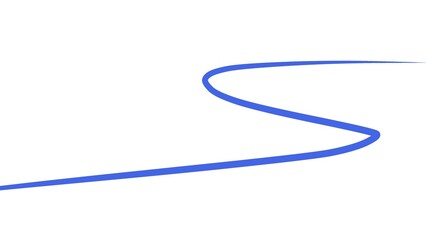 Blue curved line flowing into the distance on white background, desktop wallpaper © Photography Mahi