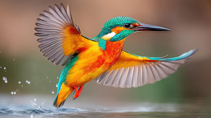 Obraz premium A kingfisher bird diving for a fish