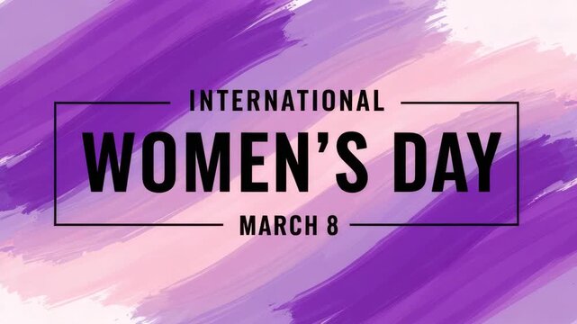 International womens day poster with purple and pink background