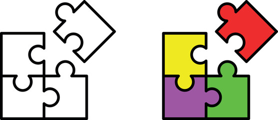 Puzzle Pieces. Puzzle isolated on transparent background. Vector