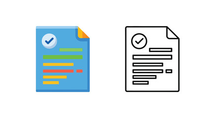 Two document icons one colorful with progress bars one outlined in black