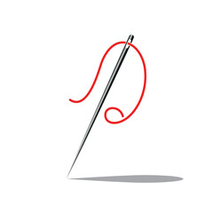 Needle and thread. Vector illustration. White background.
