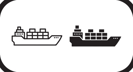 Naklejka premium Two cargo ships side by side isolated on white background, illustration