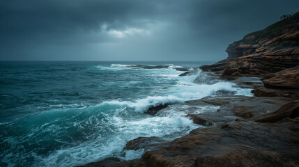 Fototapeta premium A powerful coastal scene capturing nature’s raw energy.