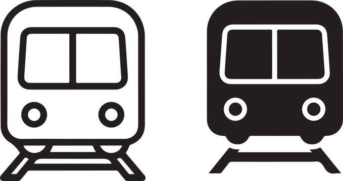 Two subway trains on tracks isolated on white background, illustration