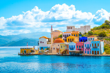 Obraz premium A scenic view of Kastellorizo Island. Katellorizo is popular tourist destination in Greece.