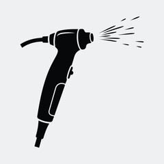 Modern bidet sprayer nozzle handheld device for personal hygiene silhouette vector illustration © Pixel Box