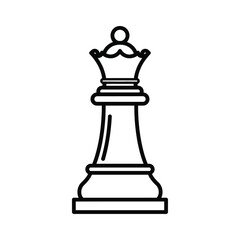 Fototapeta premium Vector illustration icon a black line drawing of a chess queen piece