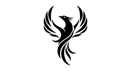 Obraz premium Stylized phoenix illustration soaring against white background for design