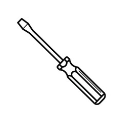 Obraz premium Vector illustration icon a black line drawing of a flathead screwdriver