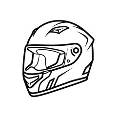 Fototapeta premium Vector illustration icon a black and white line drawing of a motorcycle helmet with a visor