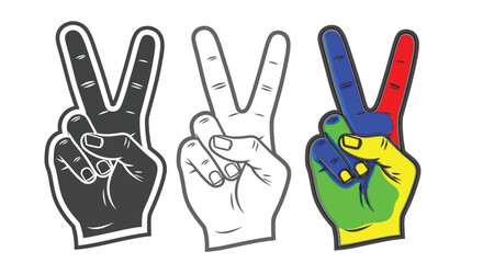 Fototapeta premium A striking illustration depicts four hands forming the peace sign in various vibrant color schemes