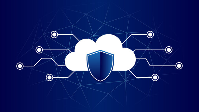Cloud Security and Data Protection Background with Secure Network, Encryption, Digital Shield and Modern Cybersecurity Technology Concept