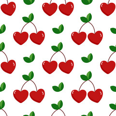 Valentine&rsquo;s Day Cherry Heart Seamless Pattern