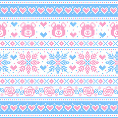 Valentine&rsquo;s Day Knitted Heart Nordic Pattern