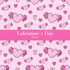 Valentine&rsquo;s Day Hand Drawn Heart Seamless Pattern