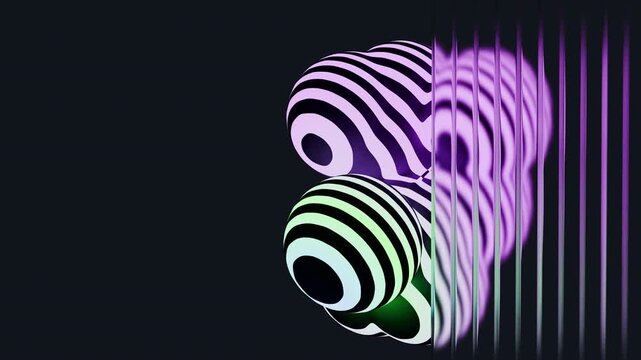 3d animation of liquid metaballs. Animation of liquid glass metaballs with color gradient. Modern dynamic animation design