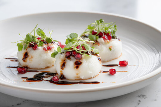 Elegant Gourmet Plating of Indian Dahi Bhalla Appetizer