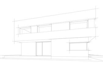 Modern house sketch 3d illustration