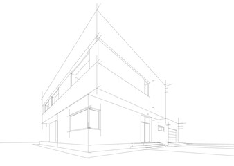 Naklejka premium Modern house sketch 3d illustration