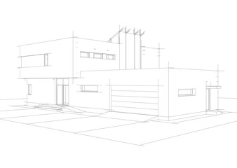 Modern house sketch 3d illustration