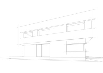 Modern house sketch 3d illustration