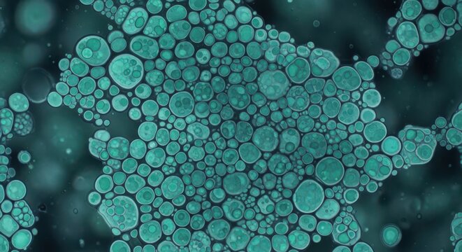 Abstract Microscopic Cells in Teal Color