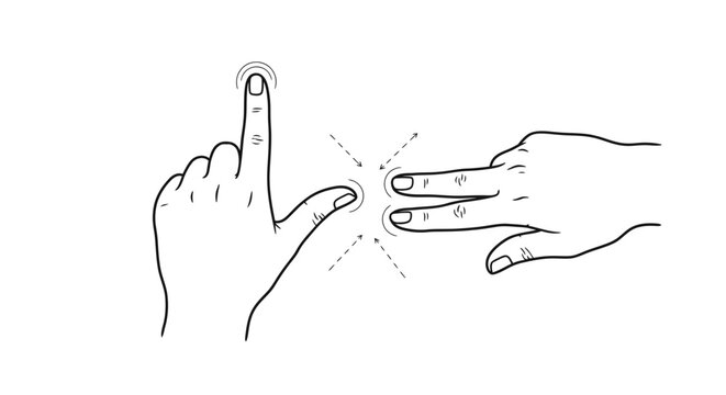 Hand Gesture Illustrating Pinch Zoom Out or Spread on a Touchscreen Display, Instruction Concept on Isolated White Background