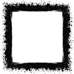 Hand drawn grunge black frames and ink brush strokes collection with paint splatter isolated on white background