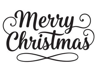 Merry Christmas festive holiday greeting card text isolated on transparent background  seasonal cheerful wish message