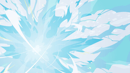 Fototapeta na wymiar 爆発のエフェクトが広がる背景イラスト_水色_16:9