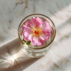 Mindful living daily habits topdown view of water with flower home lifestyle calm environment tranquil concept