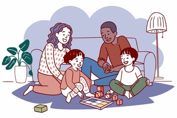 Family spending time together at home