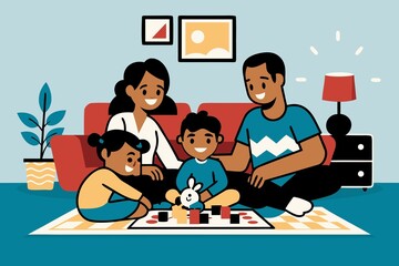 Family spending time together at home