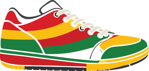 Colorful striped sneaker vector illustration isolated on white background