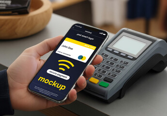 Contactless payment with phone mockup
