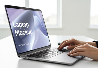 A man using a laptop - mockup