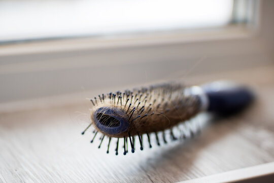 Old brush seen, Intimate morning scene showcasing wellused brush with disheveled bristles